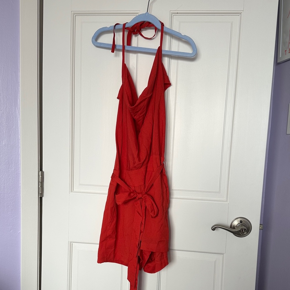 Red Halter Neck romper